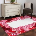 thumbnail image 3 of Area Rug for Living Room, Valentine's Day Non-Slip Indoor Large Carpet for Bedroom/Dining Room, Pink Buffalo Plaid Love Hearts Roses Washable Low-Profile Rectangle Floor Mat Runner Rugs - 3 x 5 Ft, 3 of 8