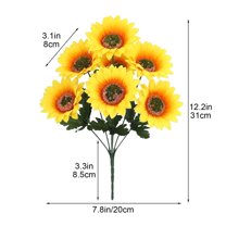 Artificial Sunflowers for Outdoor & Indoor Decor | 12-Pack Realistic Fake Flowers for Weddings, Home, Garden, Party Decorations | UV Resistant Faux Floral Arrangements