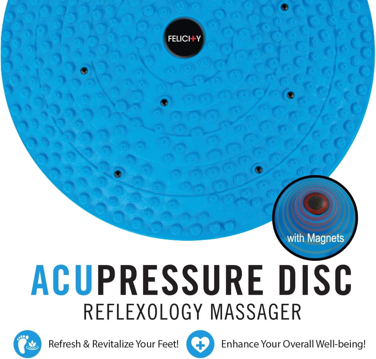 Daiwa Felicity Foot Massager Mat - Reflexology Mat with Magnetic Therapy Acupressure Disc - Ergonomic Acupressure Mat for Feet Relaxation, Pressure Point Pad for Foot Pain Relief - FSA HSA Eligible