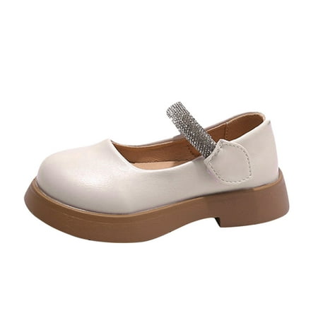 

Fashion Four Seasons Children Casual Shoes Leather Shoes Thick Bottom Non Hook Loop Comfortable Solid Color Rhinestones Kids Rain Boots for Girls