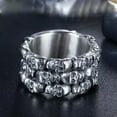 thumbnail image 2 of HOOUN Men's Large Biker Skull Ring Stainless Steel Multi Skull Head Gothic Punk Rings-8, 2 of 5