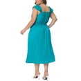 thumbnail image 3 of Agnes Orinda Plus Size Dress for Women Ruffle Cap Sleeve Shir Waist a Line Beach Sun Dresses, 3 of 4