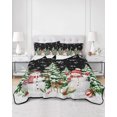 thumbnail image 2 of Full Size Quilt Bedding Set, Black Christmas Snowflakes Reversible Summer Quilt 3 Pieces, Winter Xmas Snowman Pine Trees Lightweight Bedspreads Coverlets with 2 Pillow Shams for All Seasons, 2 of 5
