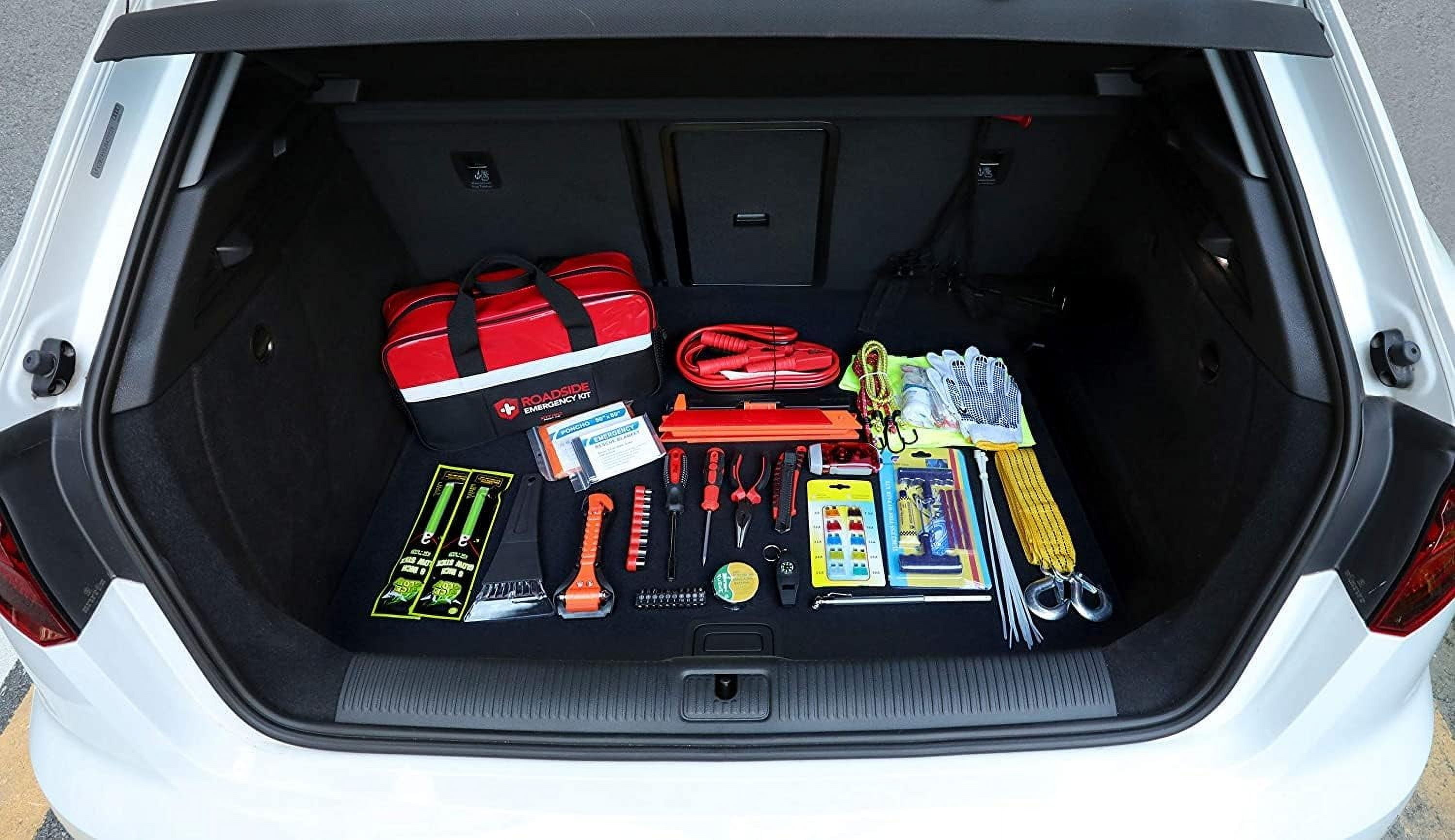 Kitgo Car Emergency Kit, Premium Roadside Rescue Essentials, Ideal Car Road Safety Kit for Trucks, RVs, etc. (Red)