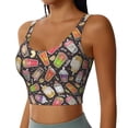 thumbnail image 2 of Fotbe Boba Milk Tea Pattern Womens' Sports Bra Longline Wirefree Padded with Medium Support Sports Moisture-Wicking Workou Vest,Tank Top-, 2 of 9