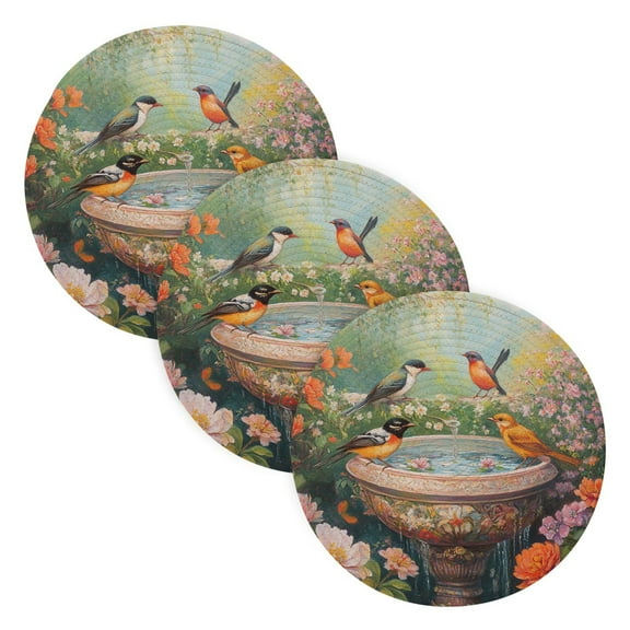 BZSMCE Mats for Pots,Pans Place Plainting Of Colorful Birds Simple Style Pattern Pot Mats