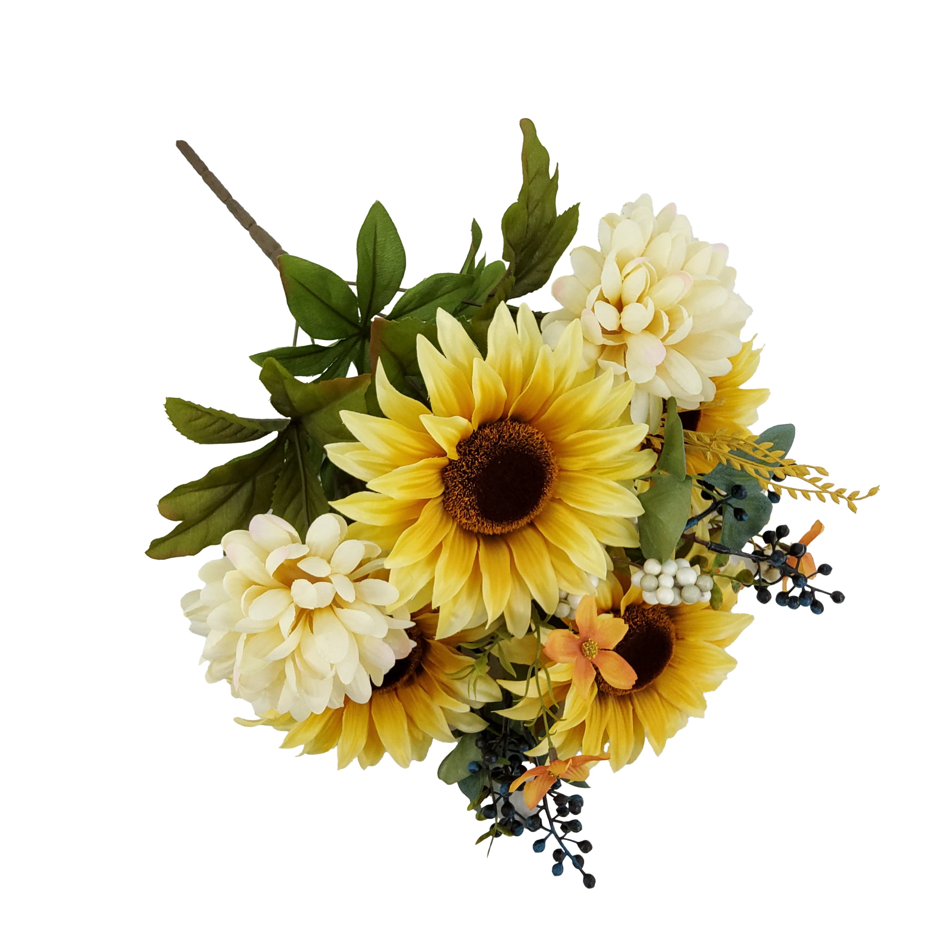 Mainstays Indoor 19 inch Artificial Polyester Sunflower Bouquet, Yellow Color