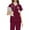 Wine_Z12^912, variant on Fabrcox Navy Blue Scrub Sets for Women Nurse Top and Drawstring Waist Pants S-Xxl Loose Fit Casual V Neck Scrub Suit with Multi Pockets Pink S