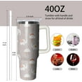 thumbnail image 2 of 40oz Cute Elephant Stainless Steel Tumbler with Handle and Straw, Insulated Cup Travel Coffee Mug Water Bottle with Lid and Straw, Animal Lovers Women Gifts, 2 of 5