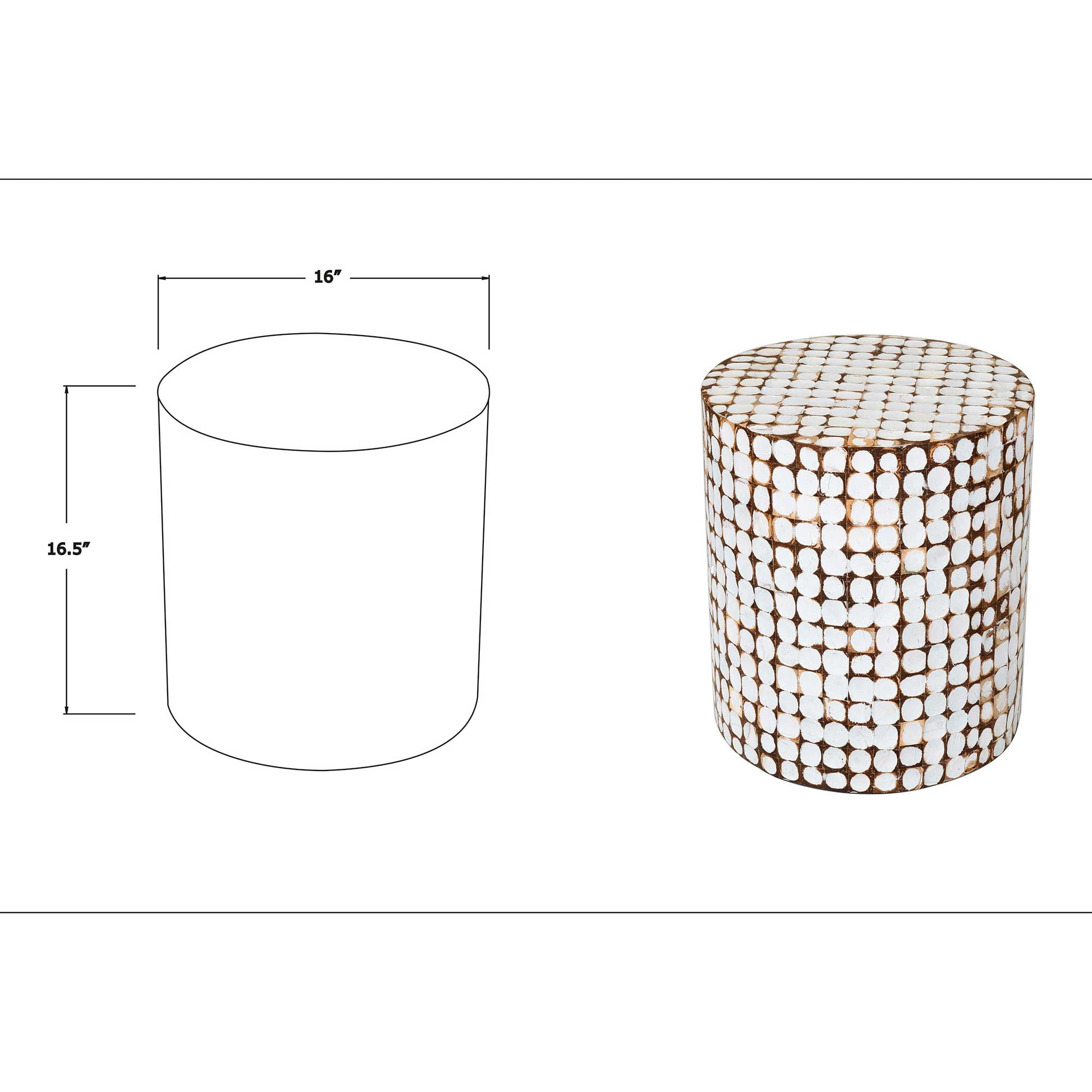 East at Main Rustic Beachy Handcrafted Coconut Drum End Table