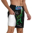 thumbnail image 2 of Kdxio Space Dino Cartoon Black Print Men'S Swim Trunks With Compression Liner 7 Inch Inseam Quick Dry Swim Shorts, 2 of 7