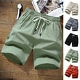 thumbnail image 4 of TNOBHG Men Trousers Men Knee Length Shorts Drawstring Elastic Waist Solid Color Loose Pockets Plus Size Soft Breathable Sports Jogging Beach Shorts Solid, 4 of 8