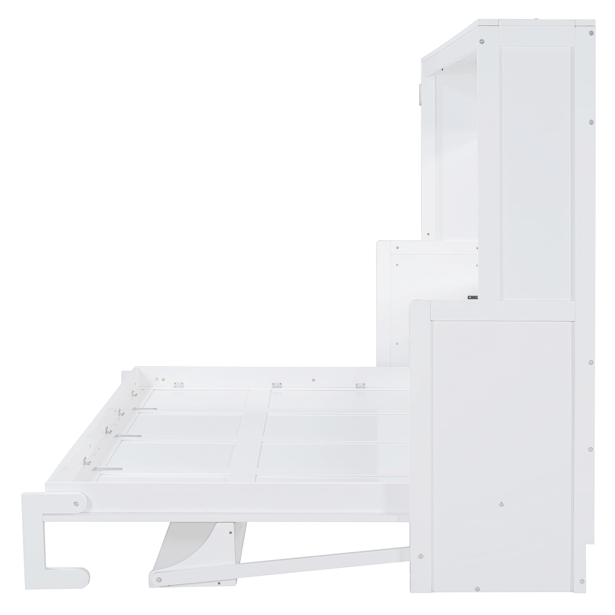 Mintazer Queen Wall Murphy Bed with Desk & Hydraulic Lift, Multifunctional Foldable Desk Bed for Small Spaces Apartments, White
