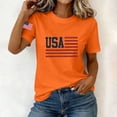 thumbnail image 6 of NTACZA Short Sleeve Going Out Tops for Women Crew Neck Usa American Flag Print Casual T‑Shirts Graphic Tees Festival Relaxed Fit Orange, 6 of 6