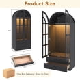 thumbnail image 6 of Blotout Arched Armoire Wardrobe Closet with LED Light & Glass Doors, 75" Tall 2 Door Armoire Closet with 2 Drawers & Storage Shelves, Large Bedroom Storage Clothes Organizer with Hanging Rod, 6 of 10