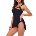 thumbnail image 2 of Womens Swimsuits Pimelu Bathing Suit for Women Tankini Swimsuits One Piece Bathing Suit for Women Summer One Shoulder Push-up High Waist Swimdress Girls Ladies Solid Slim Ruched Swimwear, 2 of 5