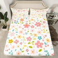 thumbnail image 2 of Castle Fairy Groovy Flowers Twin Sheet Sets 3pcs for Kids Teens,Chic Floral Blossoms Twin Fitted Sheet Microfiber,Spring Garden Breathable Flat Sheet,Lightweight Room Decor, 2 of 7