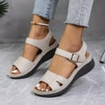 thumbnail image 5 of LOVZFMLL Wedges Sandals for Women 2025 Comfort Walking Hiking Sandals with Arch Support Open Toe Ankle Strap Casual Summer Sandals Beige 8, 5 of 5