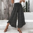 thumbnail image 4 of Cagogo Women's High Waisted Wide Leg Capri Pants Flowy Polka Dot Boho Vacation Loose Trousers Casual Summer Travel Beach Outfits, Black M, 4 of 5