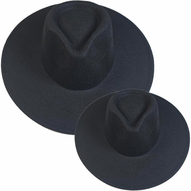 VERVE 8 Wide Brim Vegan Felt Rancher Hat - Women, Men, and Kids Fedora Style with Adjustable Inner Drawstring