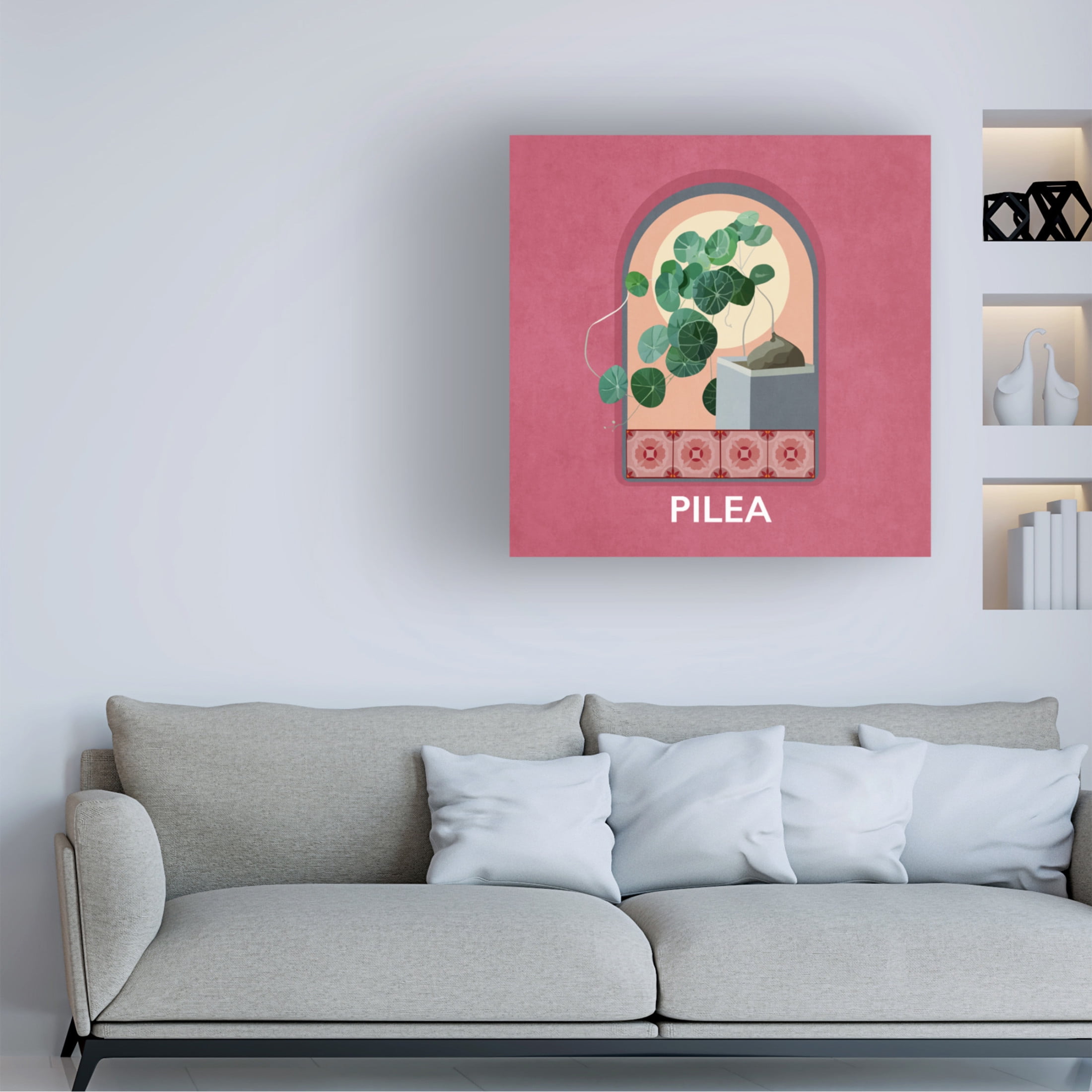 Trademark Fine Art Emel Tunaboylu Green Sets Pilea Canvas Wall Art