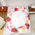 thumbnail image 5 of Homewish Kawaii Red Strawberry 4pcs Bed Sheets for Girls,Groovy Floral Flowers King Sheets,Geometric Plaid Grid Super Cozy Sheet Set,Luxury Bedroom Decor, 5 of 7