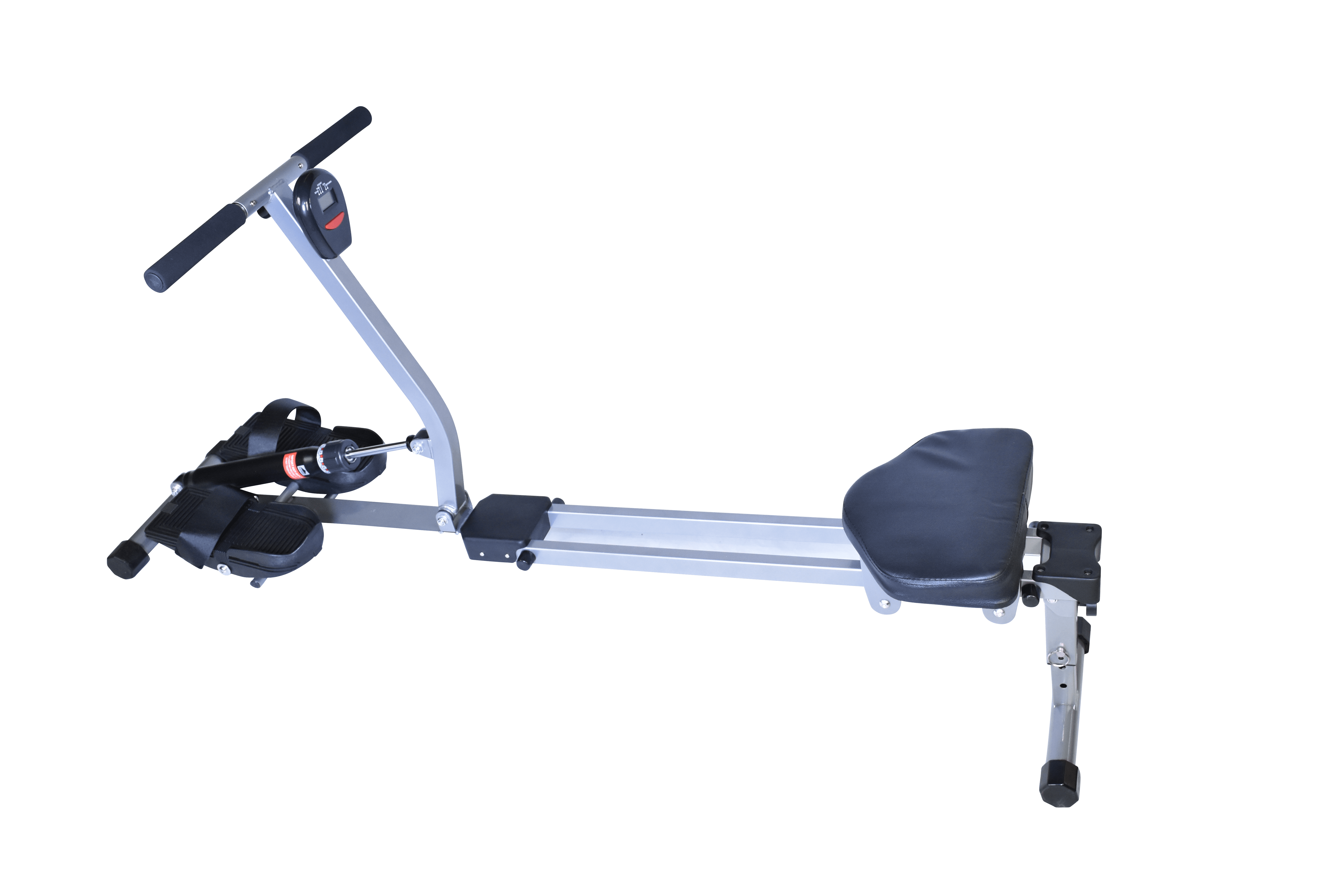 Iron Bar Fitness Rowing Machine Rower Exercise Foldable Edition, for Home Cardio Workouts with 12 Adjustable Resistance Hydraulic System, Includes Digital Monitor and Comfortable Seat Cushion