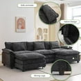 thumbnail image 5 of IPKIG Sectional Sofa Comfy Cloud Couch for Living Room with Pillows, Modern Chenille Sofa Sleeper Deep Couches with Two Ottoman (Black, 5-Seat), 5 of 8