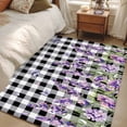 thumbnail image 4 of Lavender Floral Area Rugs 2.7'x5', Washable Small Throw Rugs for Kitchen Bedroom, Purple Flowers Butterfly Black Gray Plaid Indoor Outdoor Rug Non-Slip Low Pile Carpet Runner Reversible Floor Mats, 4 of 8