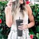 thumbnail image 5 of Reusable 710ml Insulated Plastic Cup with Lid and Straw - Iced Coffee & Smoothie Cup, Transparent Laser Design, 5 of 5