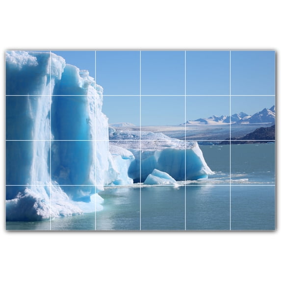 Picture-Tiles.com: Glacier Ceramic Tile Wall Mural WAL500739-64S. 25.5"W x 17"H using (24) 4.25" x 4.25" Ceramic Tiles-Satin Finish