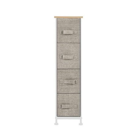 EOTVIA Home Bedroom Narrow Dresser Storage Cabinet with 4 Fabric Drawers, Chest of Drawer,Home Organizer