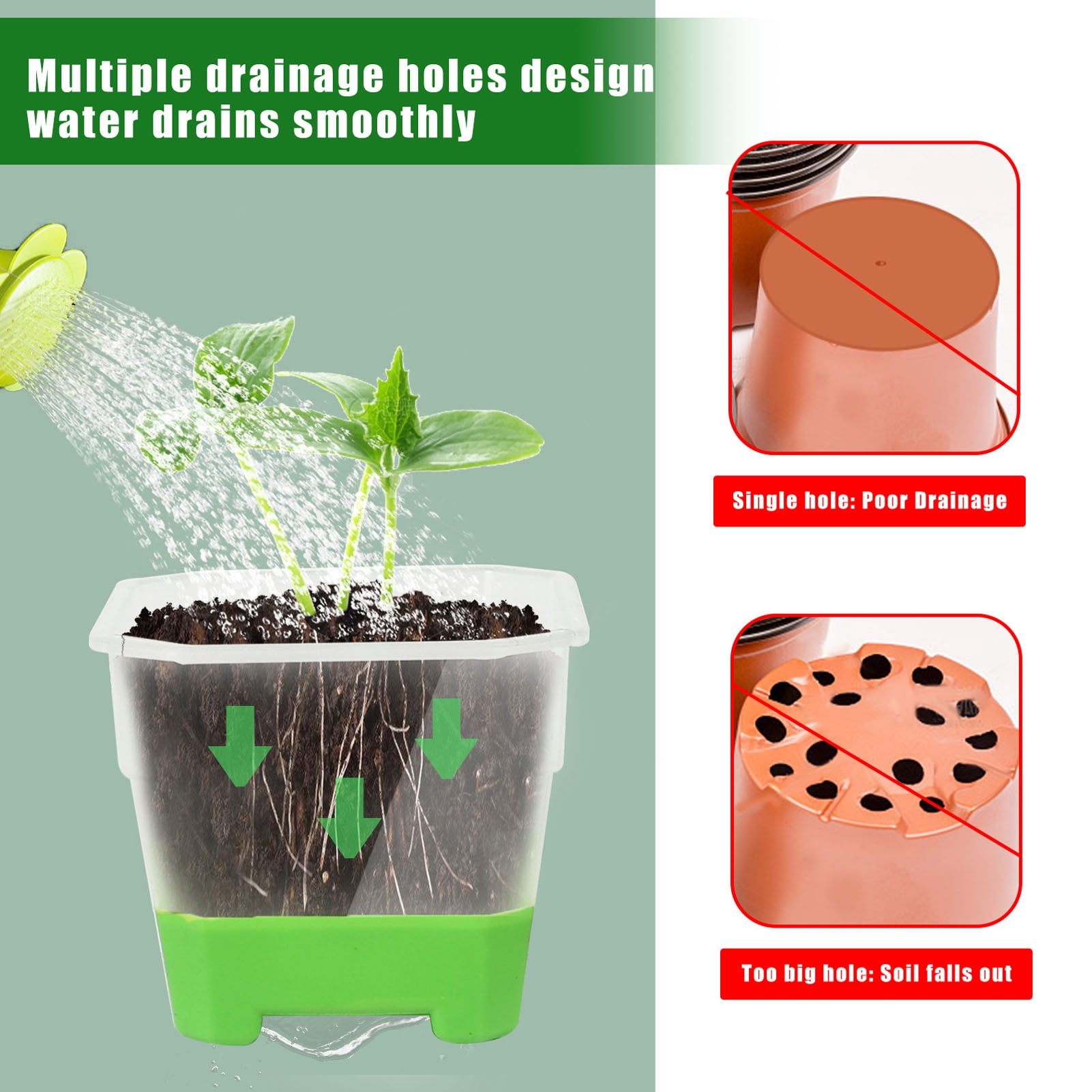 Riousery 20 Pcs Square Silicone Nursery Pot Planters Variety Pack Reusable Seed Starting Pots with Drainage Holes for Indoor Outdoor Plants Gardening Green 3.94 inches / 10 cm