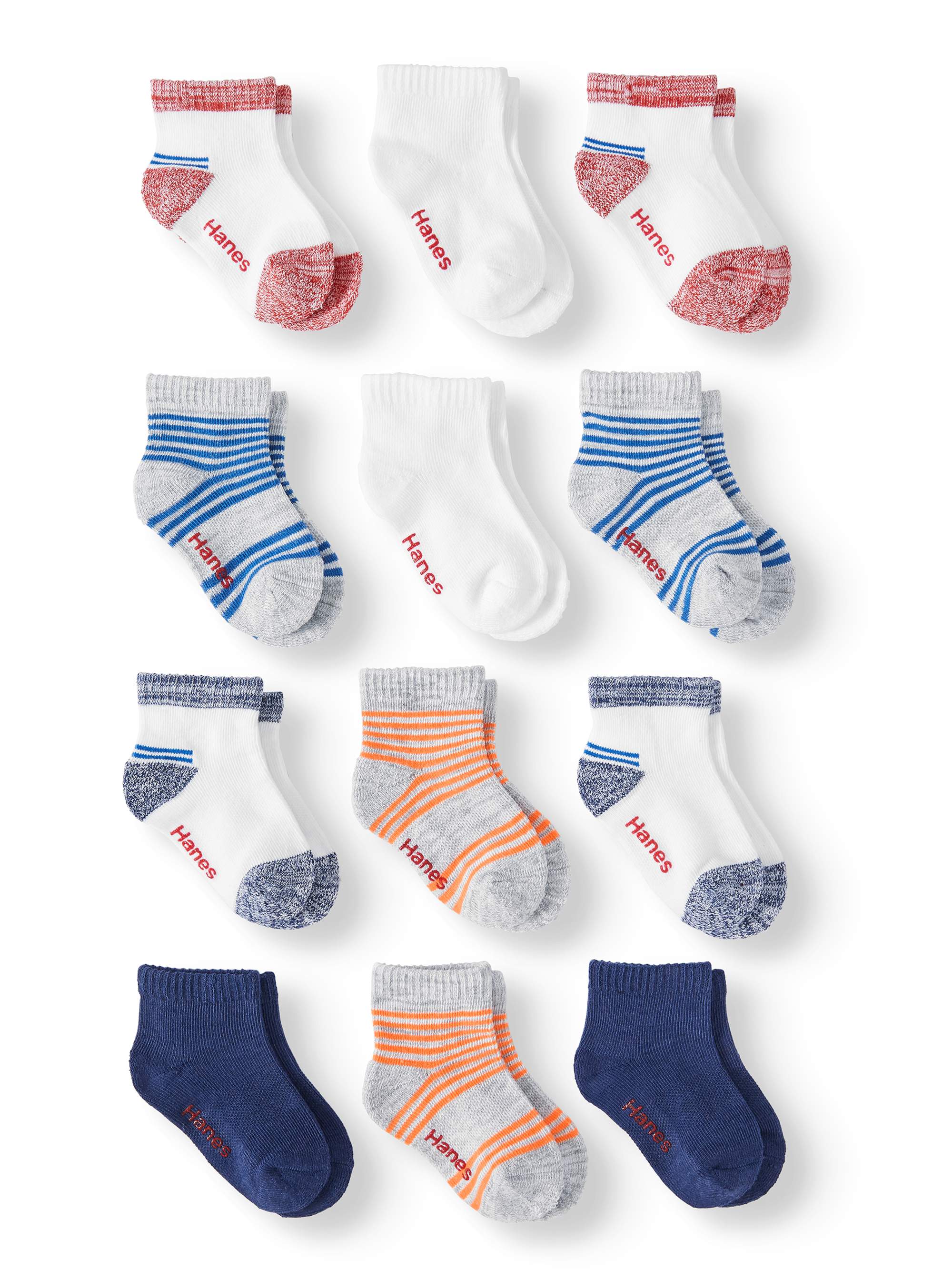 Hanes Toddler Boy Ankle Socks Bundle, 12 Pack, Sizes 6M5T
