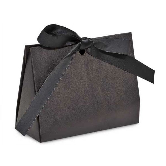 Pack of 100, Solid Kraft Black Purse Totes Small 4.5 x 2 x 3.75" Great for Party Favors, Gift Basket Stuffers, & Jewelry Packaging