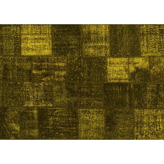 Ahgly Company Machine Washable Indoor Rectangle Persian Yellow Traditional Area Rugs, 5' x 7'
