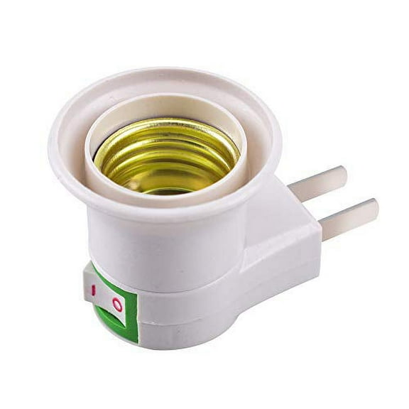LHIABNN E27 Lamp Socket Adapter with Switch,Plastic Standard Screw-in Socket Outlet Converter Bulbs for Home (2 packs)