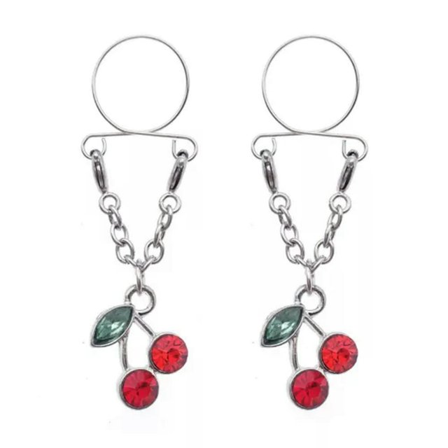 CHUANK 2X Anneaux de Tétine Aguichant Réglables Sans Perçage à Clipser Faux Tétines-08