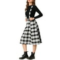 thumbnail image 4 of INSPIRE CHIC Women's Tartan Plaid Suspender Skirt Vintage High Waist A-Line Midi Overall Dress L Black Plaid, 4 of 8