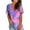 Pink, variant on Viikei Women's Plus Size Short Sleeve Tie-dye Printing V-Neck T-Shirt