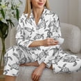 thumbnail image 6 of Picia Hand Drawn Turtle Pattern Women’s Long-Sleeve Sleepwear Set - Soft 2-Piece Loungewear with Pockets, Comfy PJs for Relaxing Nights-Medium, 6 of 7