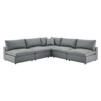 Sectional Sofa Set, Faux Vegan Leather, Grey Gray, Modern Contemporary Urban Design, Living Lounge Room Hotel Lobby Hospitality