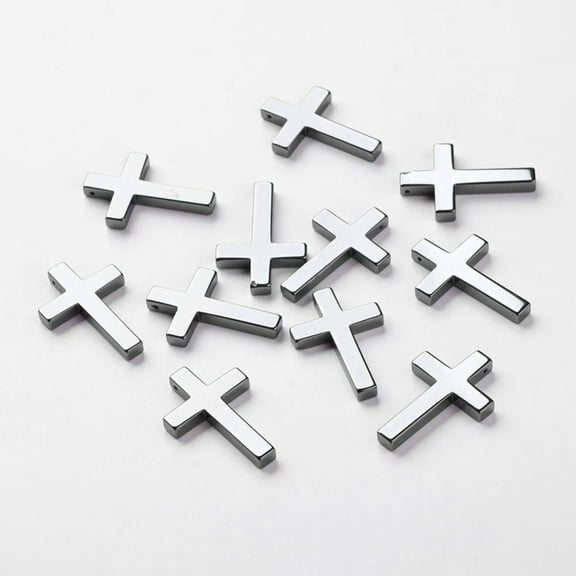 20 pc Non-magnetic Hematite Pendant Cross Black 23x35x4mm