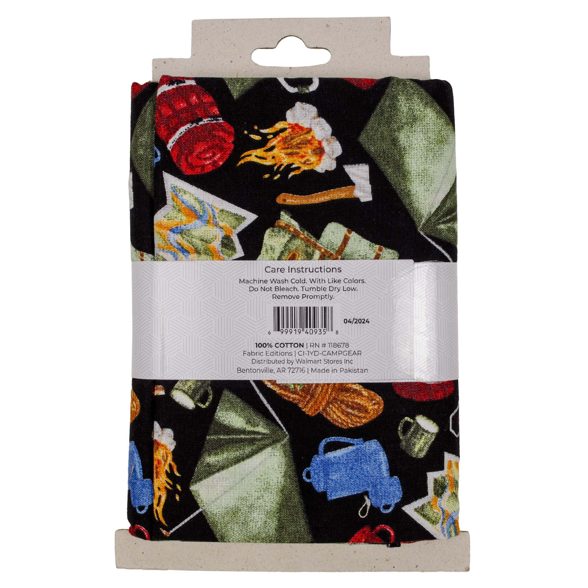 1 Yard 100% Cotton Camping Gear, Multicolor, 42" Wide for Sewing & Crafting by Fabric Editions