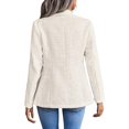 thumbnail image 3 of Women's Elegant Double-Breasted Blazer Jacket Casual Long Sleeve Tweed Coat with Pockets Beige, 3 of 4