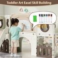 thumbnail image 6 of Pirecart 10-in-1 Kids Slide, Indoor Outdoor Toddler Slide Playground with Drawing Board, Basketball Hoop, Tunnel & Storage for Playroom, Kindergarten, Backyard, Gift for Children Age 3+, Creamy Beige, 6 of 10