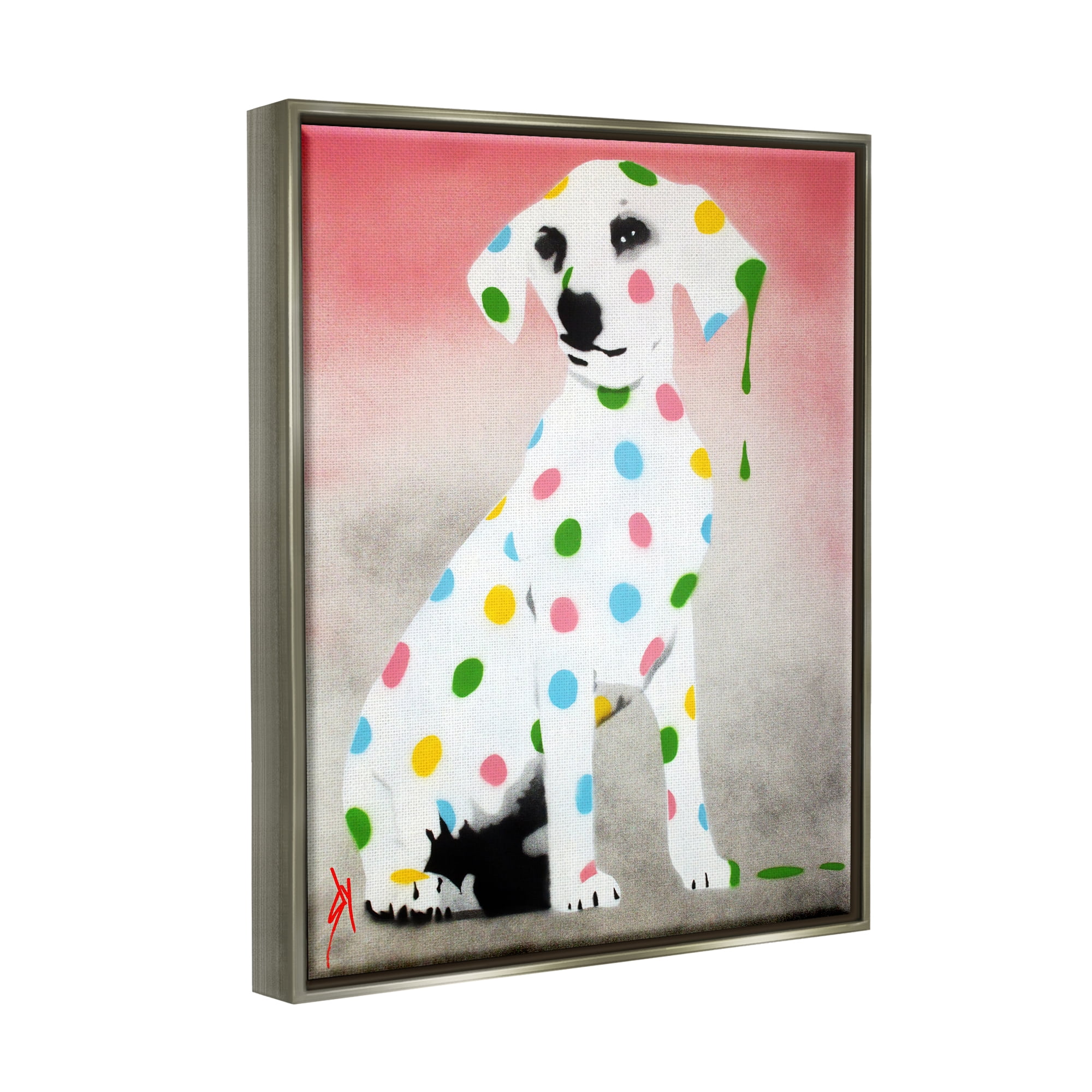 Stupell Industries Street Style Dalmatian Dog Pattern Animals & Insects Painting Gray Floater Framed Art Print Wall Art
