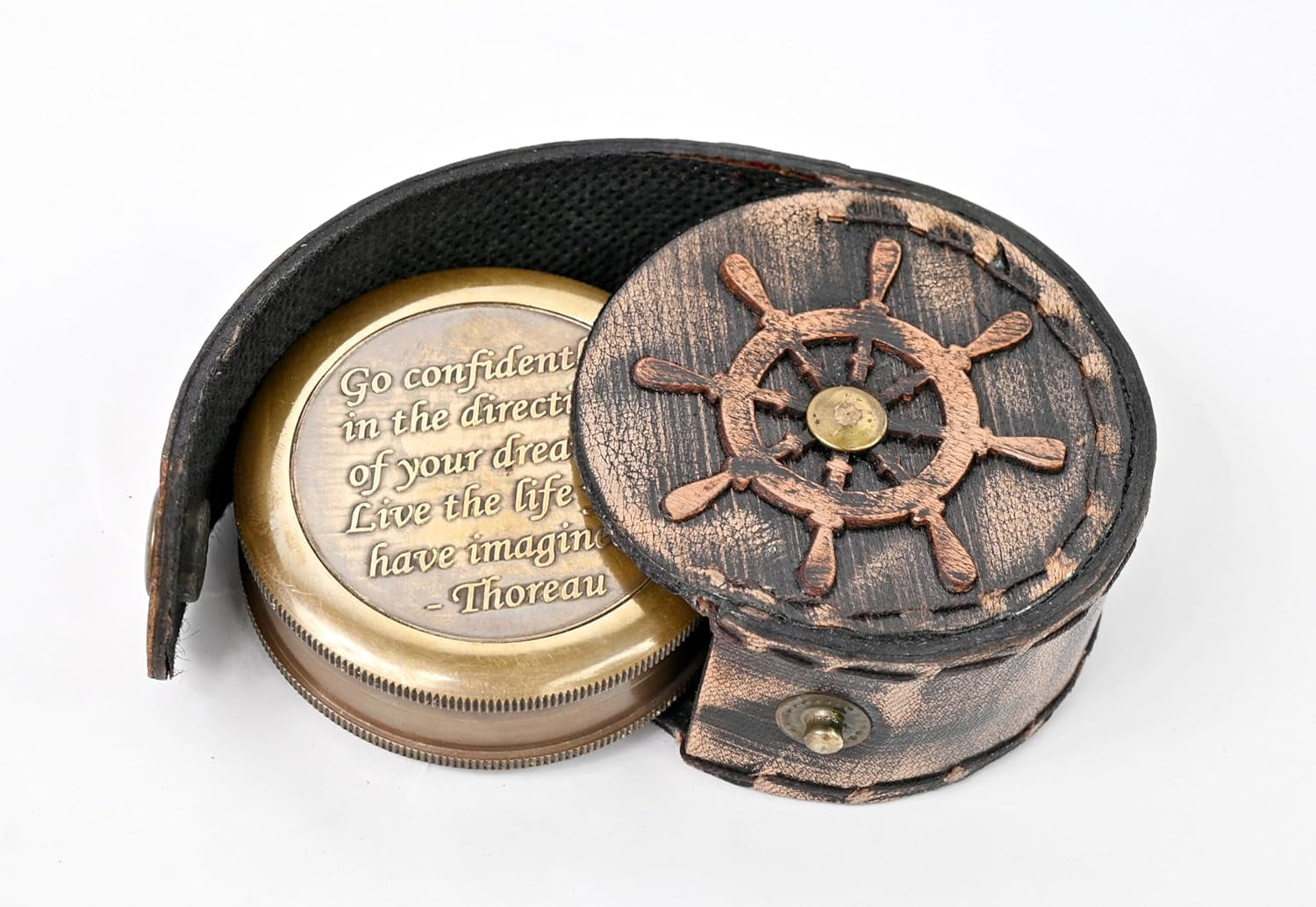 Maritime treasures Instruments Thoreau's Go Confidently Brass Compass, Gift for Graduation, Confirmation Day, Baptism, New Year Gift, Birthday, Anniversary, Communion, Camping Gift
