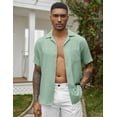 thumbnail image 5 of COOFANDY Mens Cuban Shirt Short Sleeve Button Down Shirts Summer Beach Wedding Shirt Regular Fit, 5 of 5