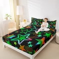 thumbnail image 4 of Feelyou Cute Stars Print Twin Sheet Sets for Teens, Kawaii Love Heart Twin Fitted Sheet, Black Green Graffiti Flat Sheet, Lightweight Room Decor, 3 Pieces, 4 of 7
